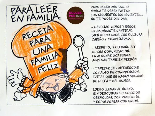 Receta Para Una Familia Feliz - Dulcespostres.com