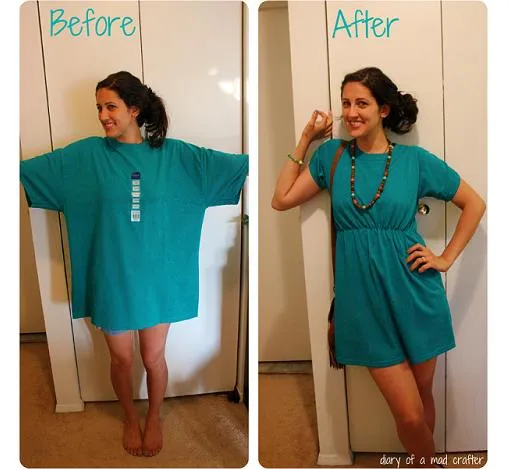 Reciclar camiseta en vestido - Ropa DIY