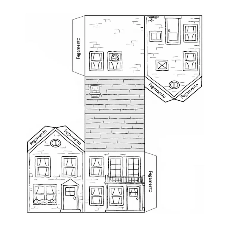 Recortables de casas y edificios | Dibujos para cortar y colorear