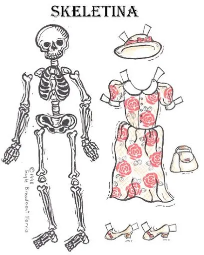 Recortables Halloween Vestir el esqueleto | Busco Imágenes