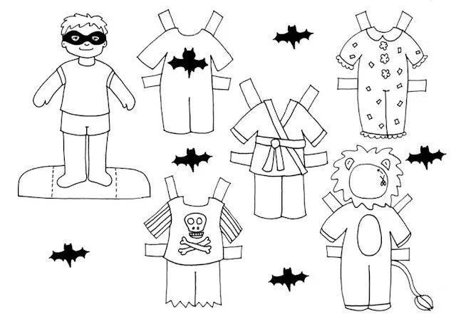 Recortables de muñecas para Halloween -Manualidades Infantiles
