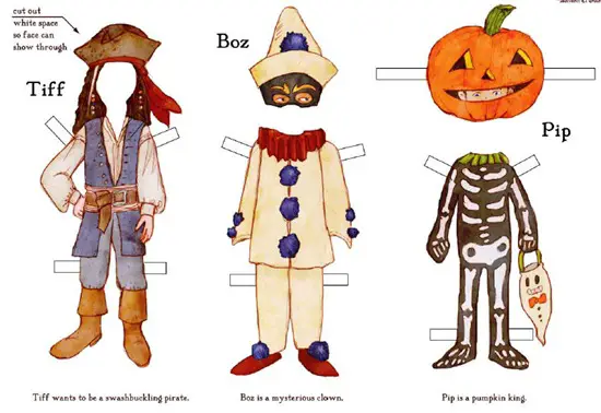 Recortables de muñecas para Halloween - Manualidades Infantiles