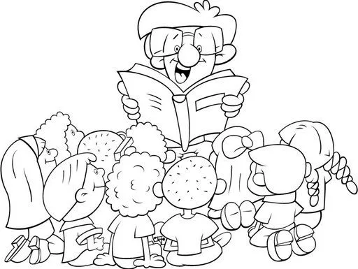 Dibujos de niños leyendo cuentos para colorear - Imagui