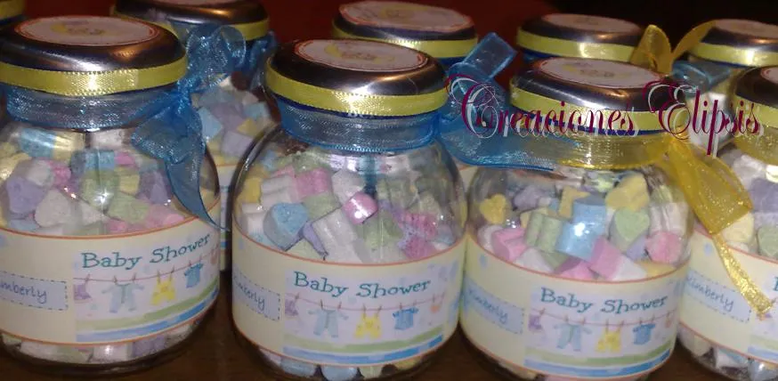 Recuerdos para baby shower con frascos de vidrio - Imagui
