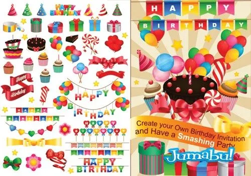Recursos para Crear una Invitación de Cumpleaños en Vectores | Jumabu