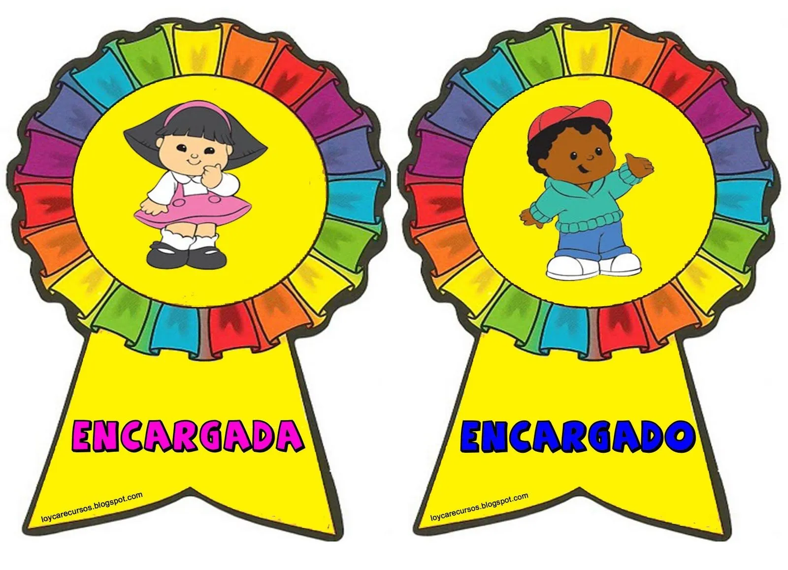 RECURSOS DE EDUCACION INFANTIL: MEDALLAS ENCARGADO-A