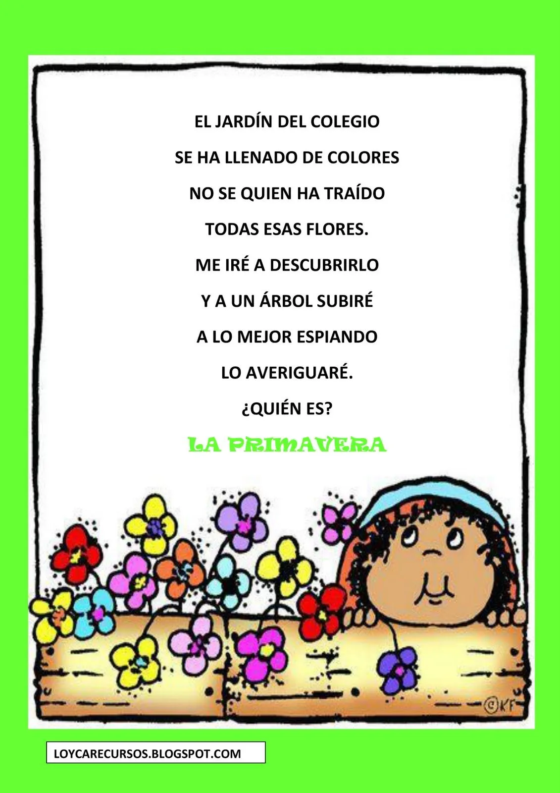 RECURSOS DE EDUCACION INFANTIL: POESÍAS DE LA PRIMAVERA RECURSOS DE EDUCACION INFANTIL: POESÍAS DE LA PRIMAVERA