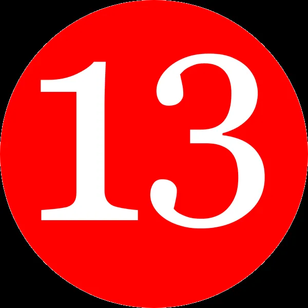 Red, Rounded,with Number 13 clip art - vector clip art online ...