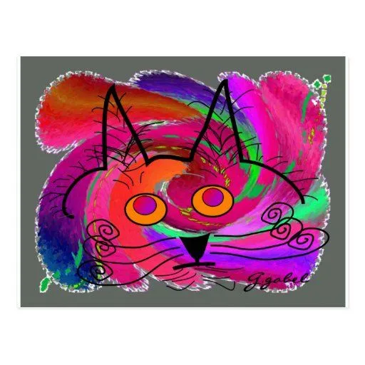 Regalos del arte abstracto de los amantes del gato postales de Zazzle.