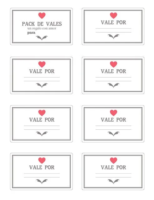 Regalos manuales de amor: Imprimibles: Vales / Cupones de amor ...