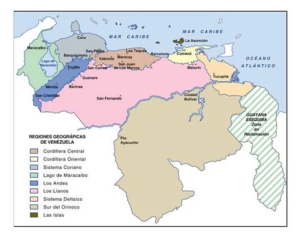 Mapa de venezuela con sus puntos cardinales - Imagui