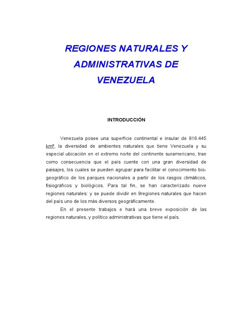 Regiones Naturales y Administrativas de Venezuela1 | PDF | Andes | Venezuela