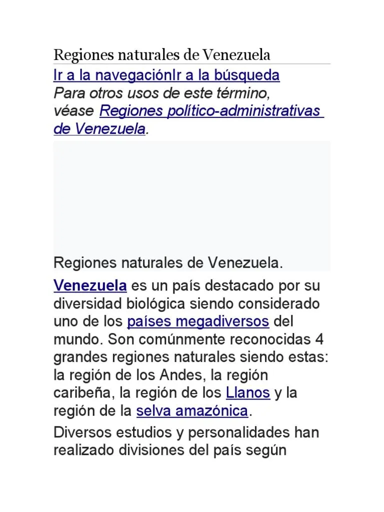 Regiones Naturales de Venezuela | PDF | Ciencias de la Tierra | Geografía  Física