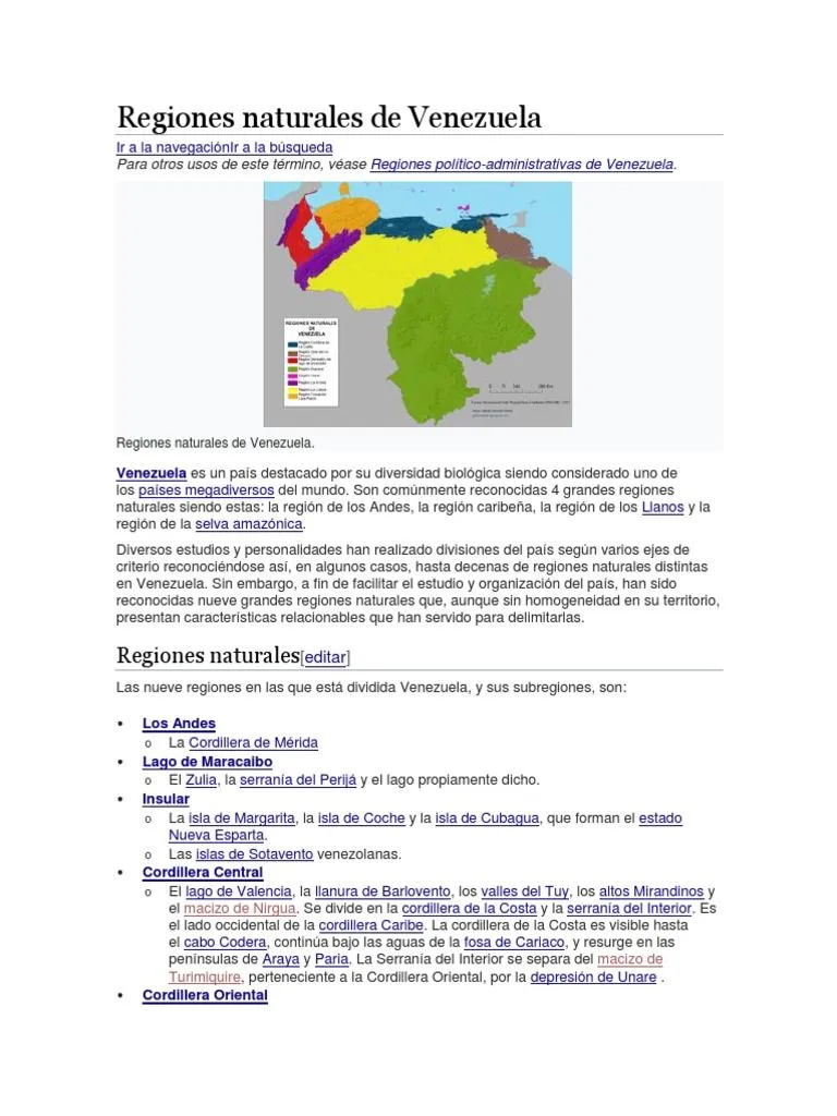 Regiones Naturales de Venezuela | PDF