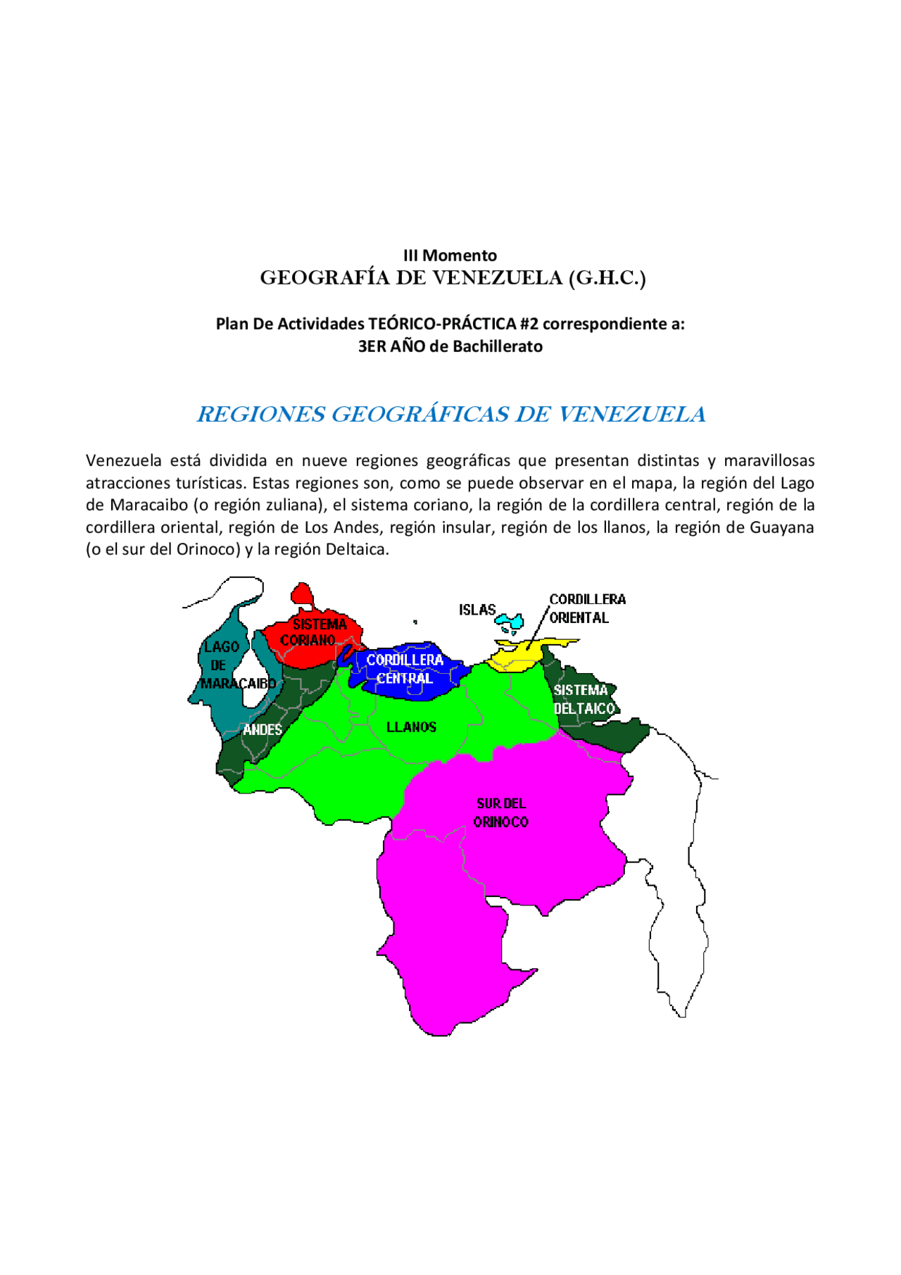 REGIONES DE VENEZUELA | Apuntes de Geografía | Docsity