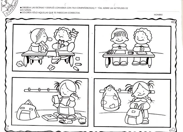 Dibujos para colorear de normas de convivencia en el aula - Imagui