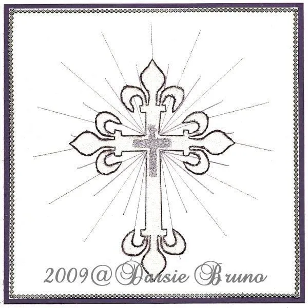 Religious Fleur-de-lis Cross Paper Embroidery Pattern for por Darse