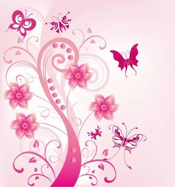 remolino de color rosa con flores ilustración vectorial las ...
