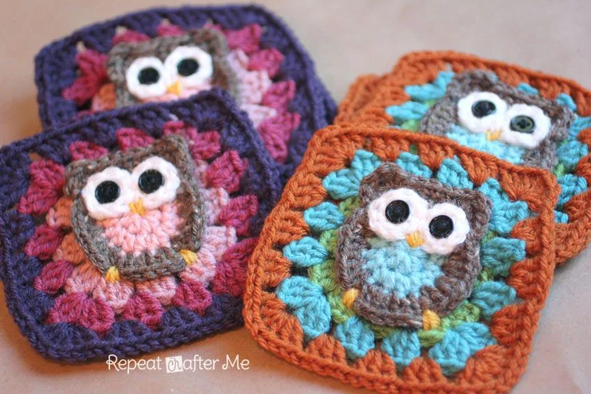 Repeat Crafter Me: Owl Granny Square Crochet Pattern Repeat Crafter Me: Owl Granny Square Crochet Pattern