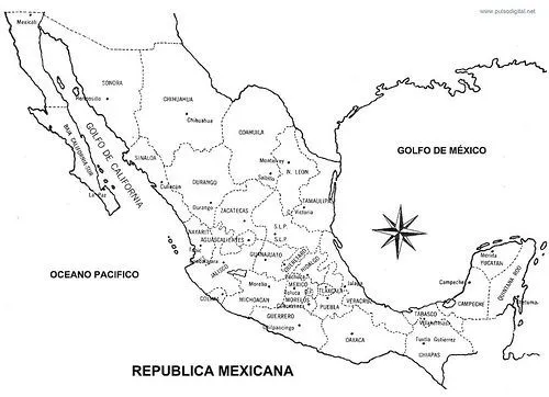 Mapa de la Republica Mexicana con nombres y divisi n pol tica ...