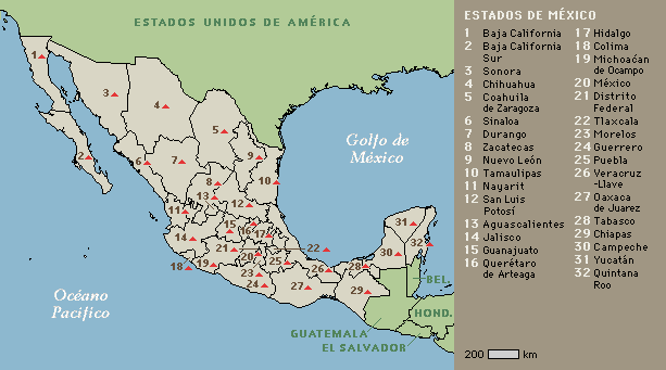 República Mexicana: mapa de los estados mexicanos | México La Red