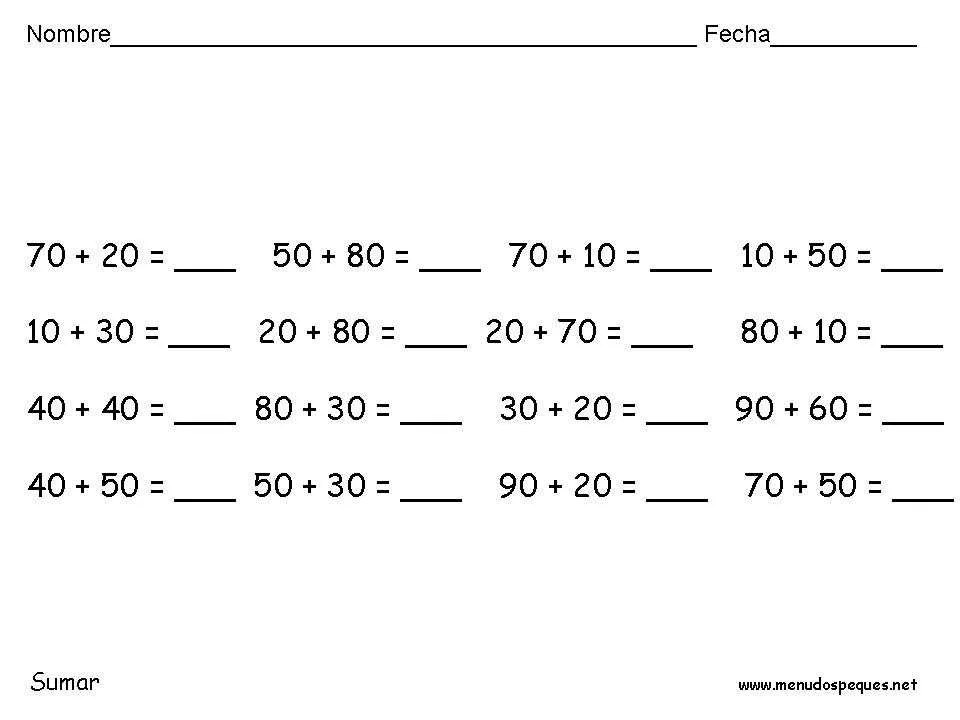 Resuelve estos fáciles ejercicios de sumas: