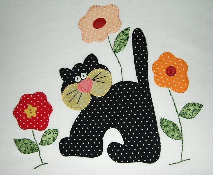 Resultado de imagen de dibujos de gatos para camisetas de patchwork |  Colcha de gato, Colchas com aplique, Padrões de quilt