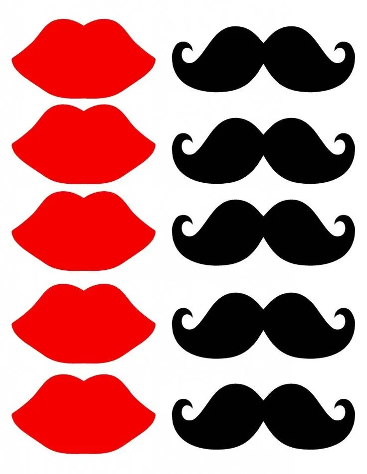 Resultado de imagen para moldes para imprimir bigotes y boquitas | Mustache  template, Mustache party, Photo props diy