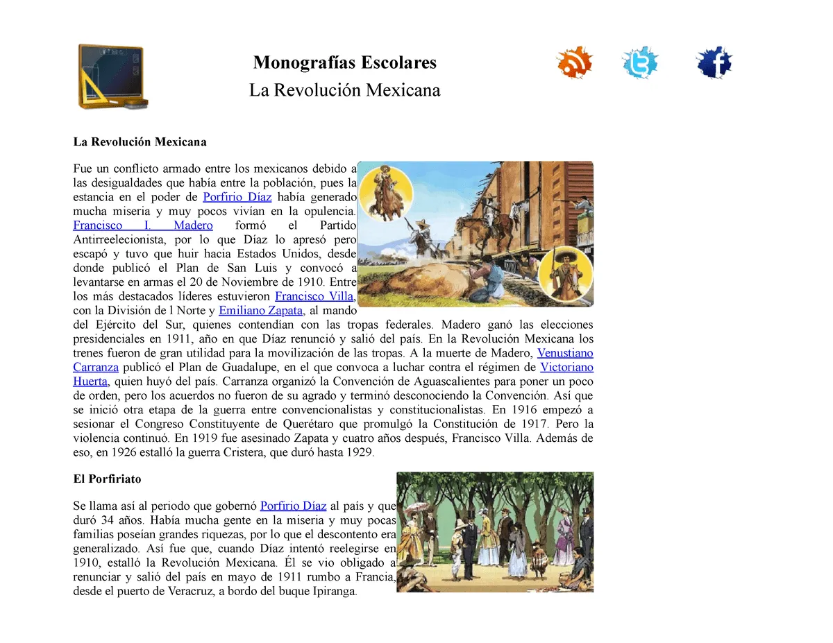 La Revolución Mexicana - Monografías Escolares La Revolución Mexicana La Revolución Mexicana Fue un - Studocu La Revolución Mexicana - Monografías Escolares La Revolución Mexicana La Revolución Mexicana Fue un - Studocu