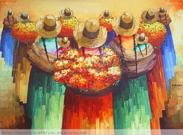 cholitas con flores reynaldo guillermo rivera rondon - Artelista.com