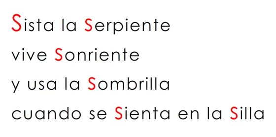 Rimas en Español – Letra: S – s | www.onlinefreespanish.com