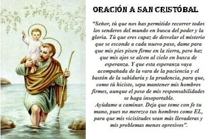 Rincón de la Oración: Estampas Oraciones de San Cristóbal
