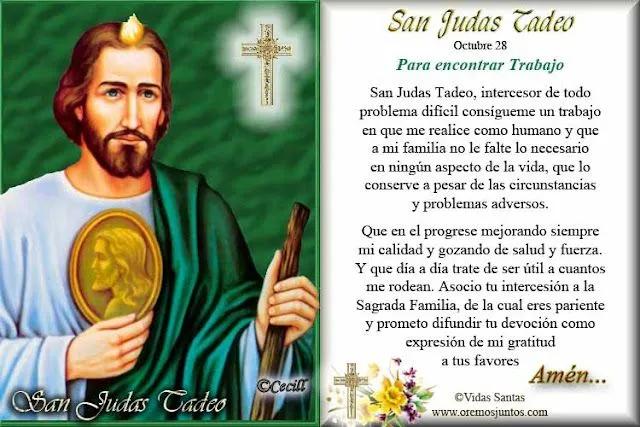 Rincón de la Oración: Estampas Oraciones de San Judas Tadeo