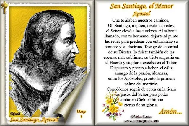 Rincón de la Oración: Estampas Oraciones de San Santiago, el Menor ...
