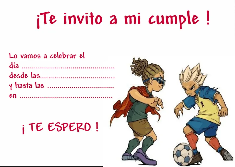 EL RINCÓN DE LOS PEQUES: INVITACIONES PARA CUMPLEAÑOS DE INAZUMA ...