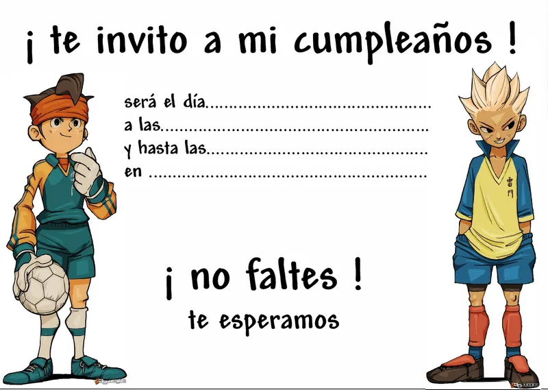 EL RINCÓN DE LOS PEQUES: INVITACIONES PARA CUMPLEAÑOS DE INAZUMA ...