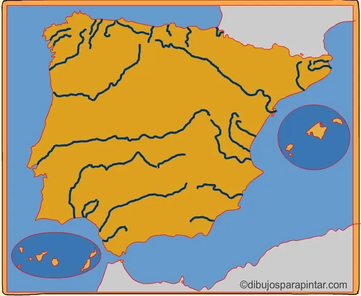 Ríos de España. Dibujos para pintar - Mapas Interactivos de Didactalia