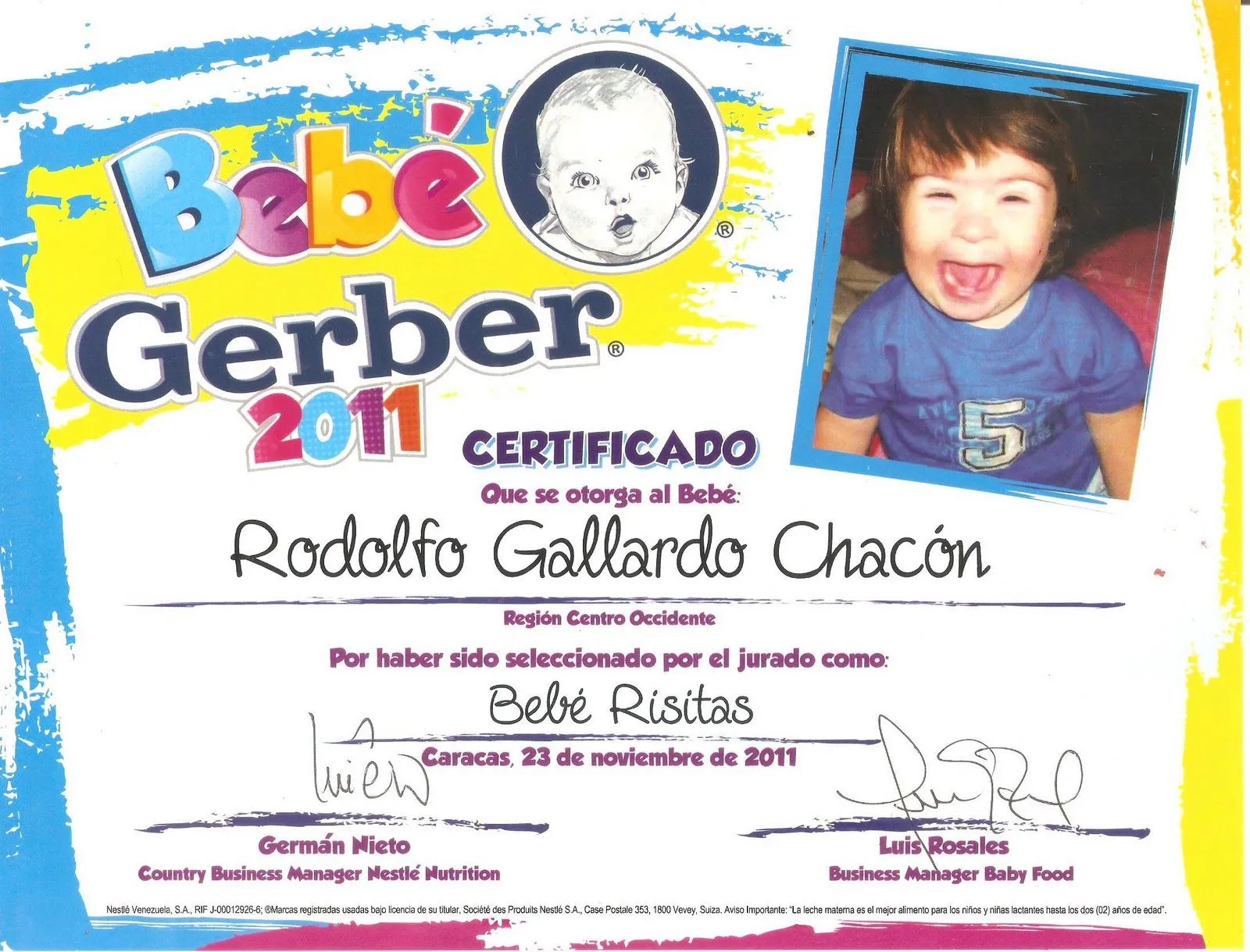 Rodolfo David: BEBE RISITA, CONCURSO BEBE GERBER 2011