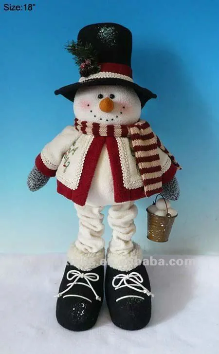 Rojo y negro de tela de pie de diseño de santa muñeco de nieve de ...