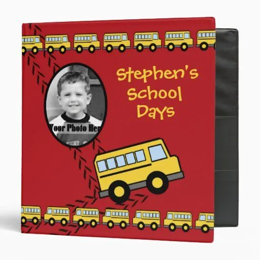 Rojo del recuerdo del autobús escolar con la foto carpeta 1 1/2 ...