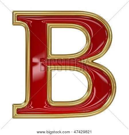 Rojo rubí cubierto con símbolo de contorno dorado alfabeto letra ...
