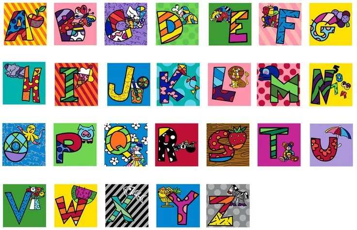 Romero Britto Alphabet Letters 2010 Giclee on Paper Each: 5.5" x ...