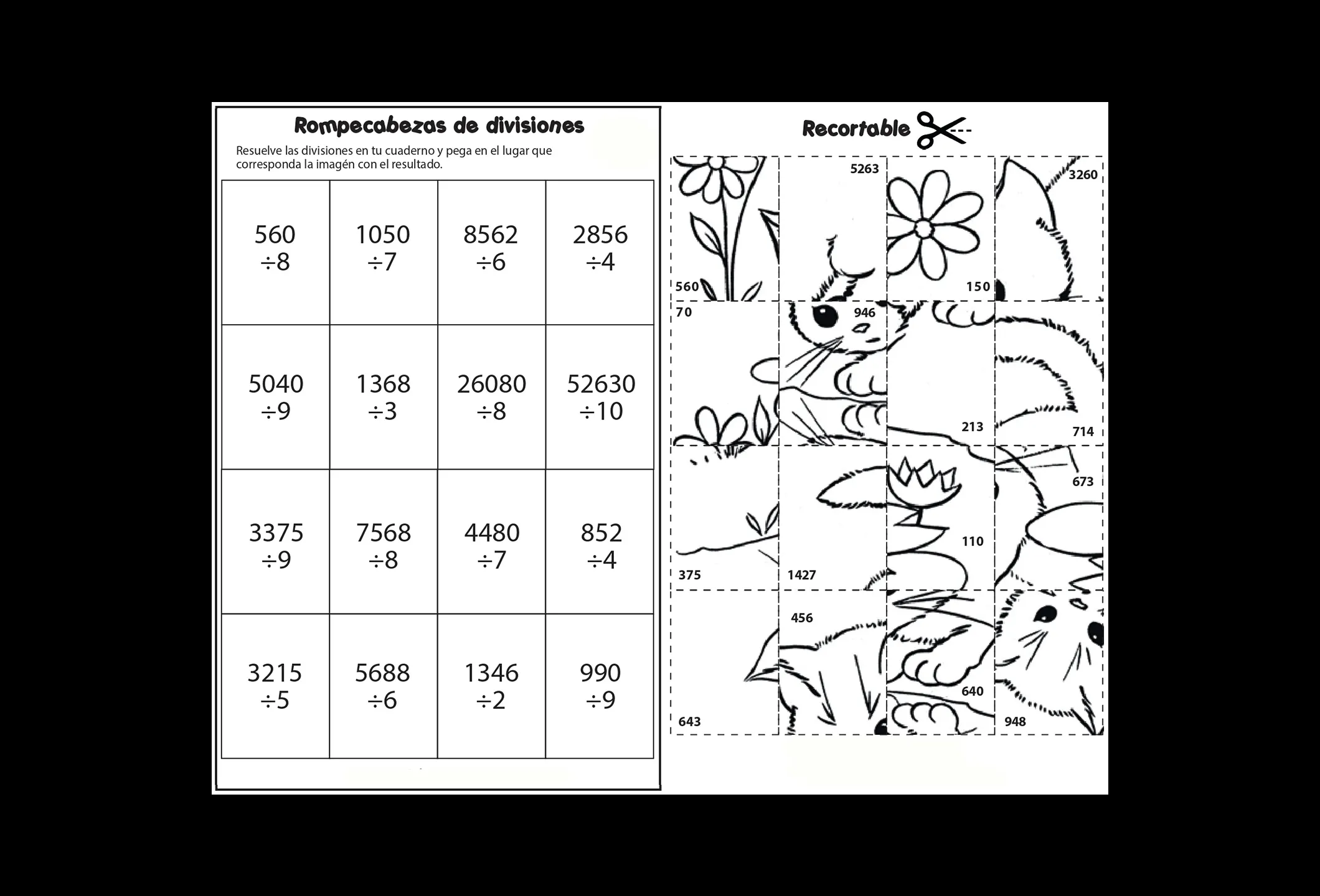 Rompecabezas de divisiones - Matemáticas - Didácticos México