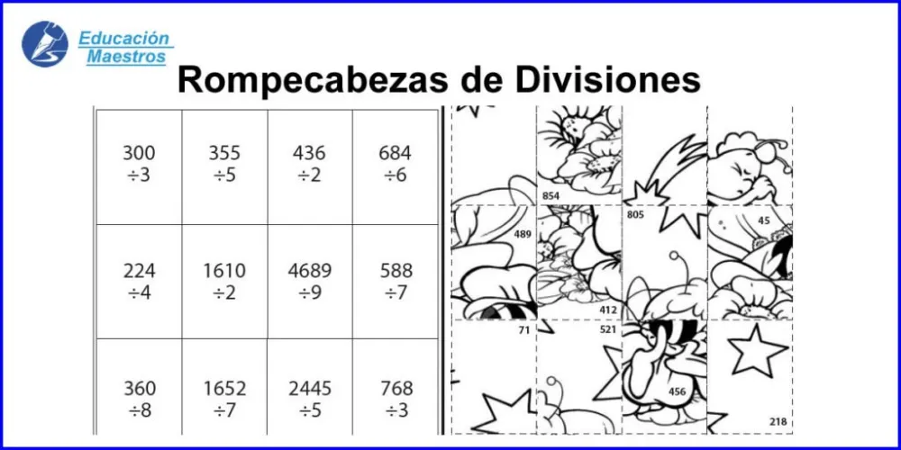 ▷ Rompecabezas de Divisiones - PDF para Imprimir | Ejercicios de divisiones,  Juegos de divisiones, Rompecabezas matematicos