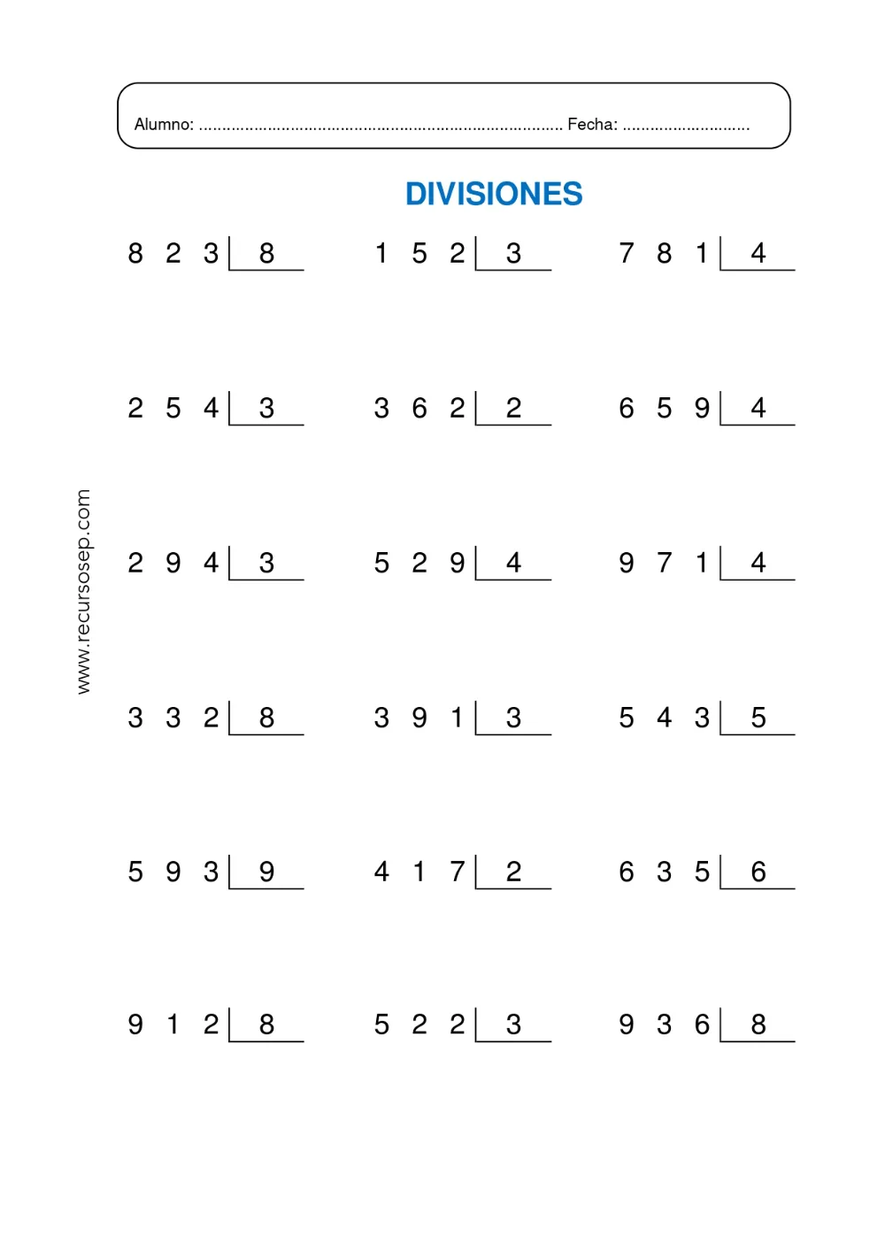 Rompecabezas De Divisiones Pdf Para Imprimir BFF | Ejercicios de calculo,  Divisiones matematicas, Divisiones por una cifra