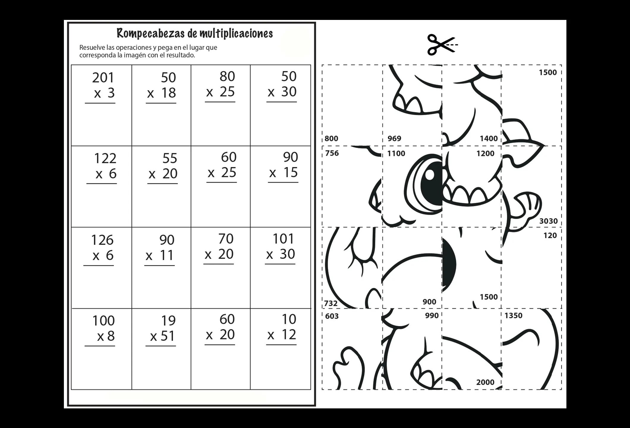 Rompecabezas de multiplicaciones 2 - Matemáticas - Didácticos México