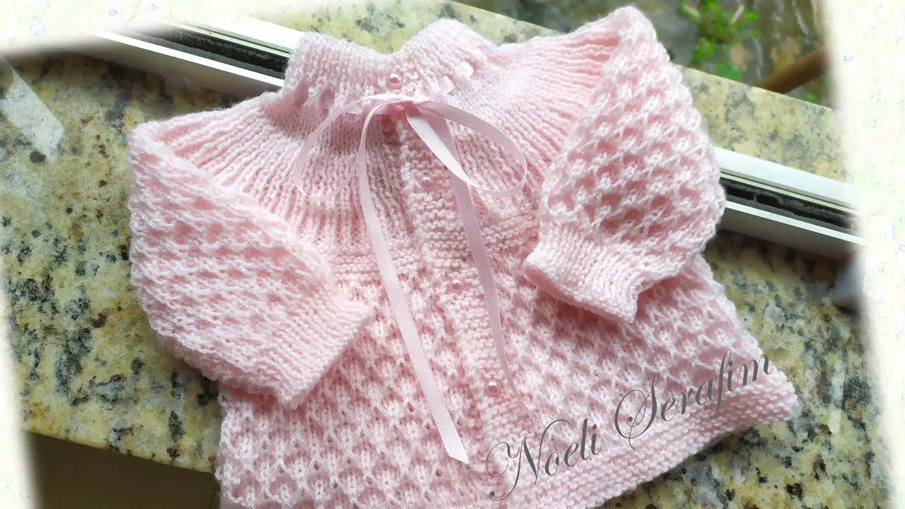 ROSA¨ CARDIGAN FOR BABY TWO NEEDLES - 0 to 3 months - YouTube