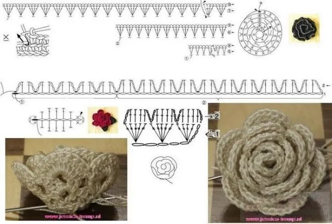 Patrones de rosa a crochet - Imagui