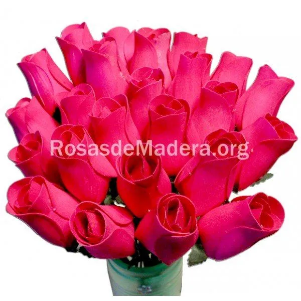 Rosa fucsia - Rosas y flores de madera