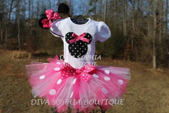 Pink Minnie Mouse Tutu Set Birthday Set by DivaSophiaBoutique